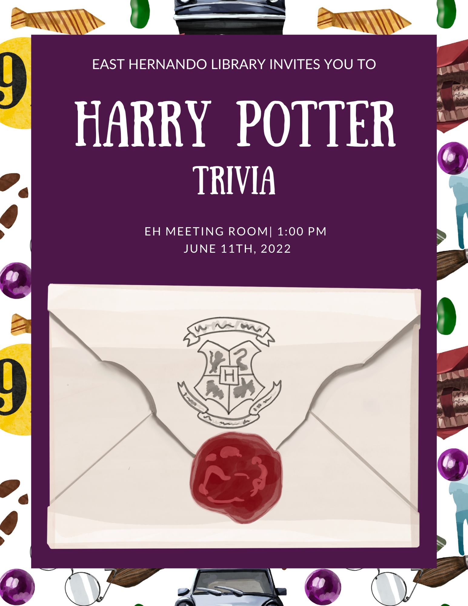 Harry Potter Trivia @ Your Library! June 11, 2022 at 1:00PM