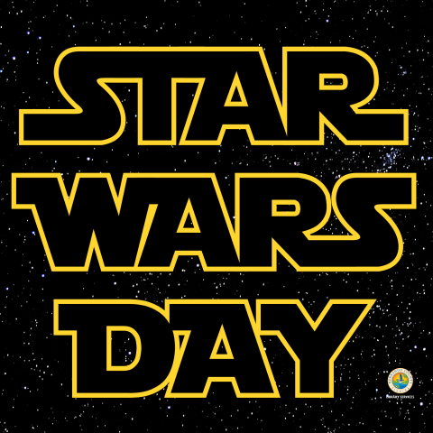 outline in yellow star wars day on black background