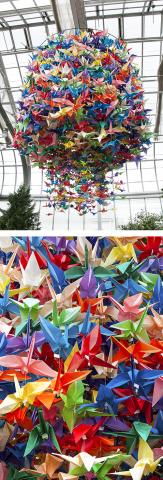 colorful paper cranes