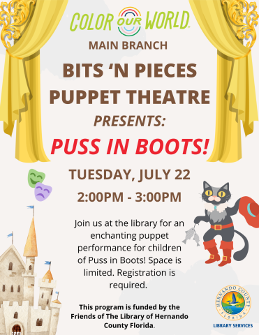 Bits 'N Pieces Puss in Boots Puppet Show Main Branch July