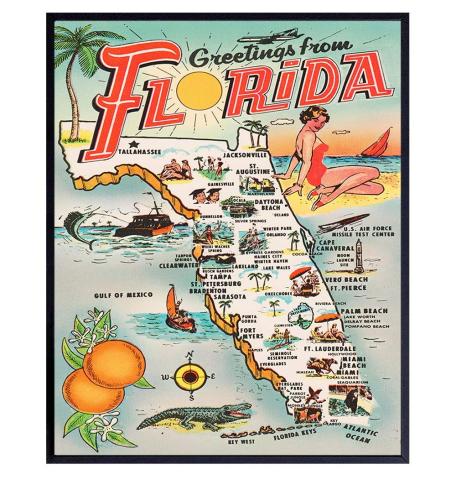 Florida map postcard