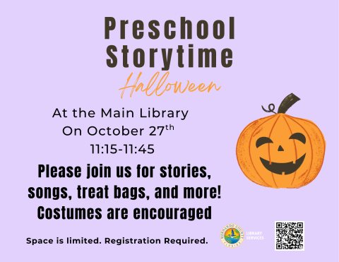 Preschool Halloween Storytime @ Main Library