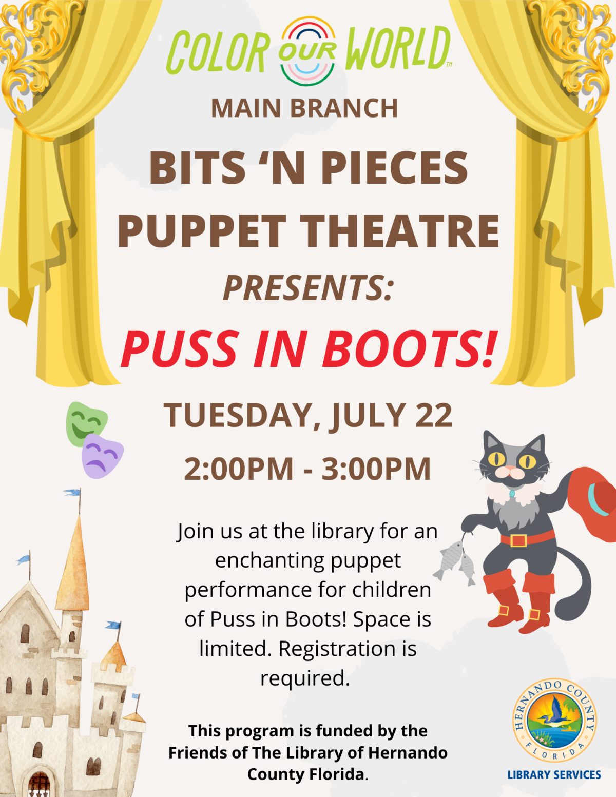 Bits 'N Pieces Puss in Boots Puppet Show Main Branch July
