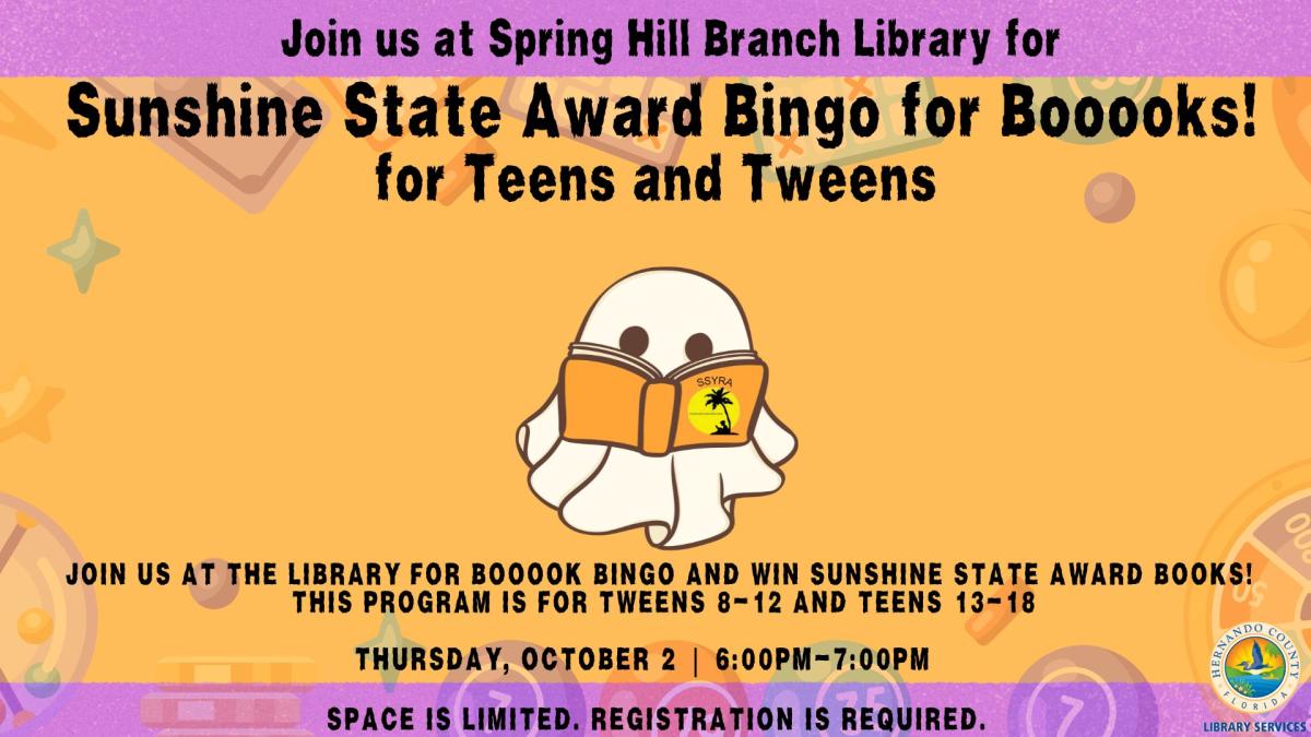 Bingo for Booooks for Tweens and Teens @ Spring Hill Branch 